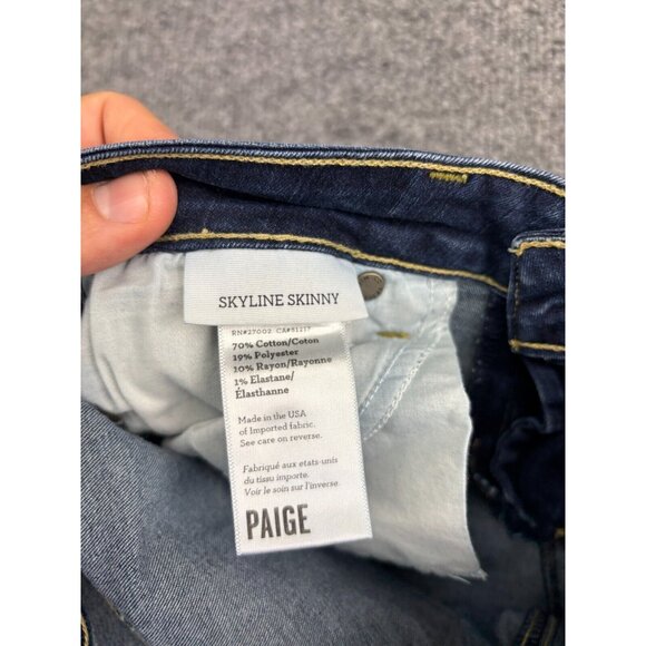 Paige Skyline Skinny Jeans Women's 27 Dark Blue Low Rise Ankle - Picture 8 of 8